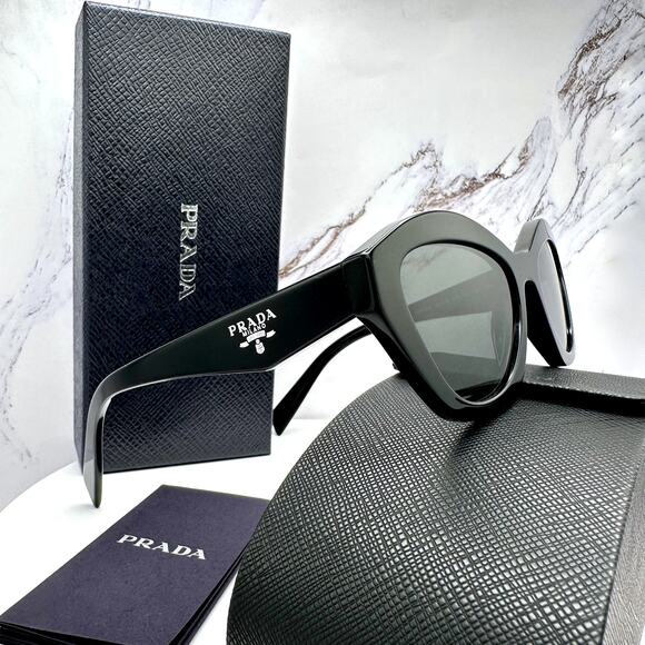 New PRADA Sunglasses Black Butterfly Cat Eye Logo Symbole Logo New main image 13